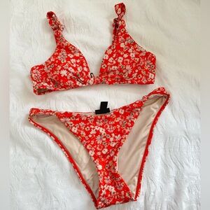 Pacsun LA Hearts Red Floral Bikini